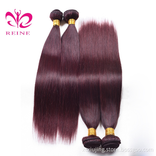 Wholesale Beautiful Color 99j Silky Straight Hair Weave Brazilian Processed Virgin Hair